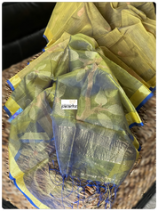 Cotton Silk Jamdaani - Green Yellow