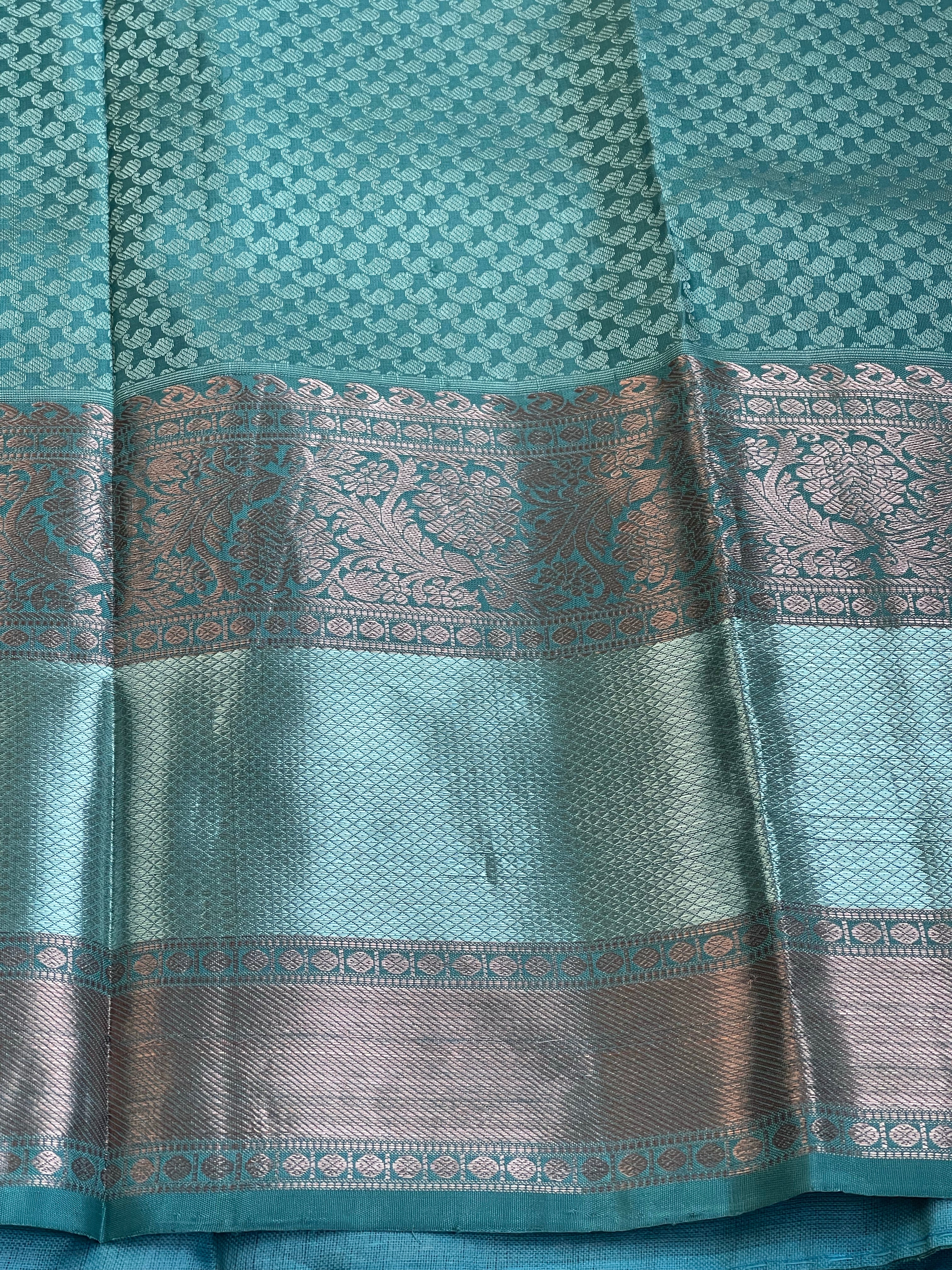 Silk Kanjivaram - Teal Grey