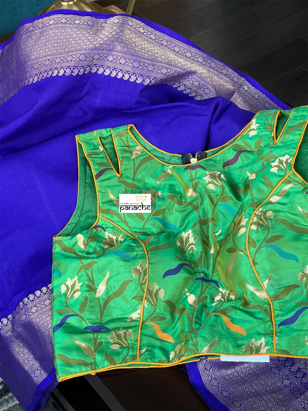 Designer Blouse - Green Blue Meenakari