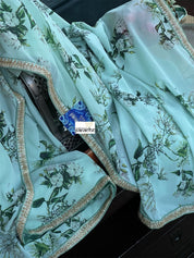 Georgette Designer Inspired Drape - Sea Green Floral