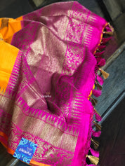 Tussar Silk Dupion Banarsi - Golden Yellow