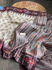 Pure Tussar Silk - Beige Chocolate brown