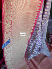 Pure Silk Banarasi - Lavender Mauve Pink Antique Golden Zari