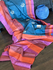 Printed Tussar Silk - Metallic Grey