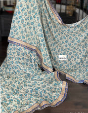 Pure Designer Chiffon Georgette - Beige Blue