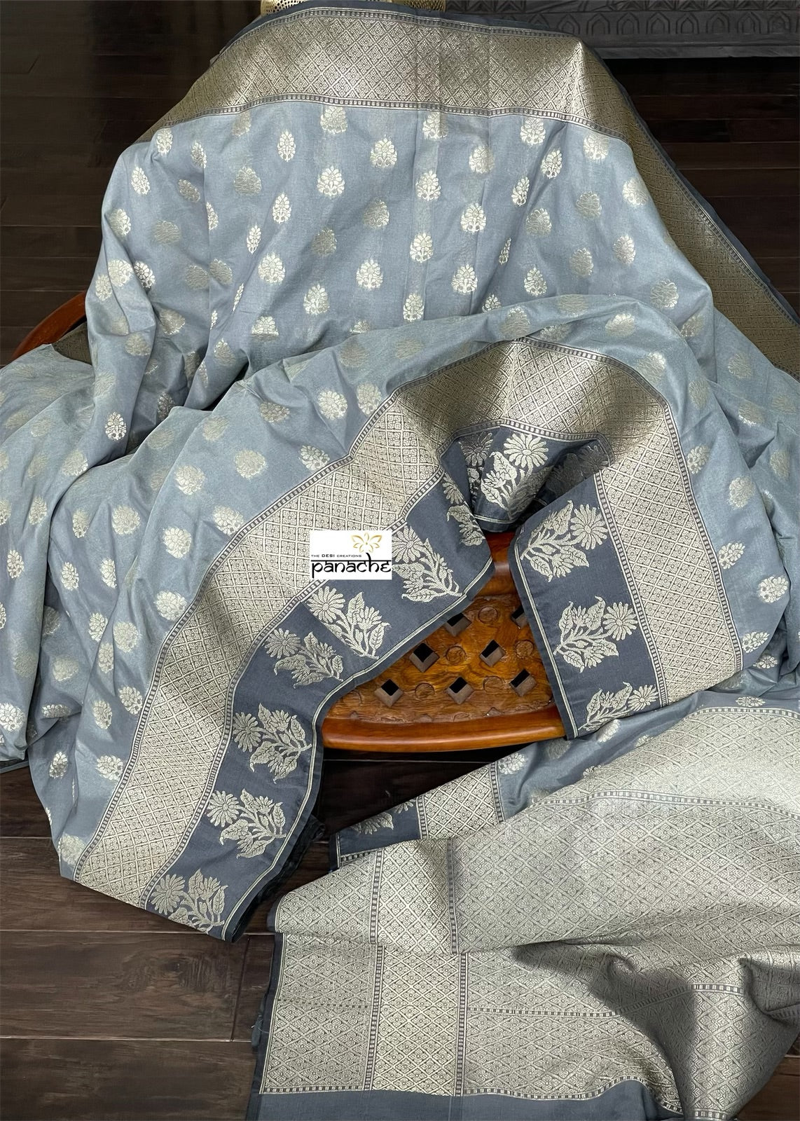Soft Silk Banarasi - Silver Grey