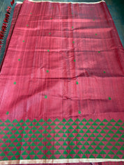 Tussar Silk - Maroon Green