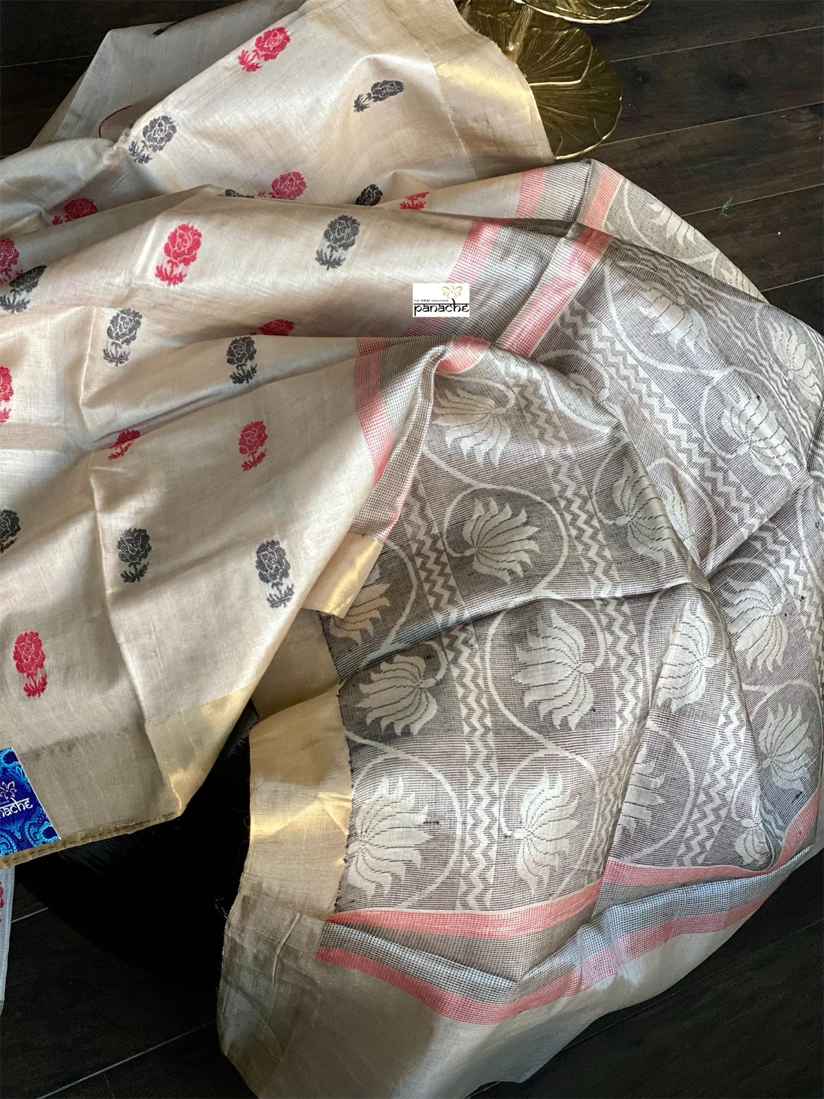 Tussar Silk - Beige Rose woven