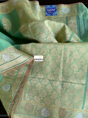 Organza Silk Banarasi - Light Green Kadwa Woven