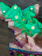 Pure Silk Banarasi - Sea Green Kadwa Woven