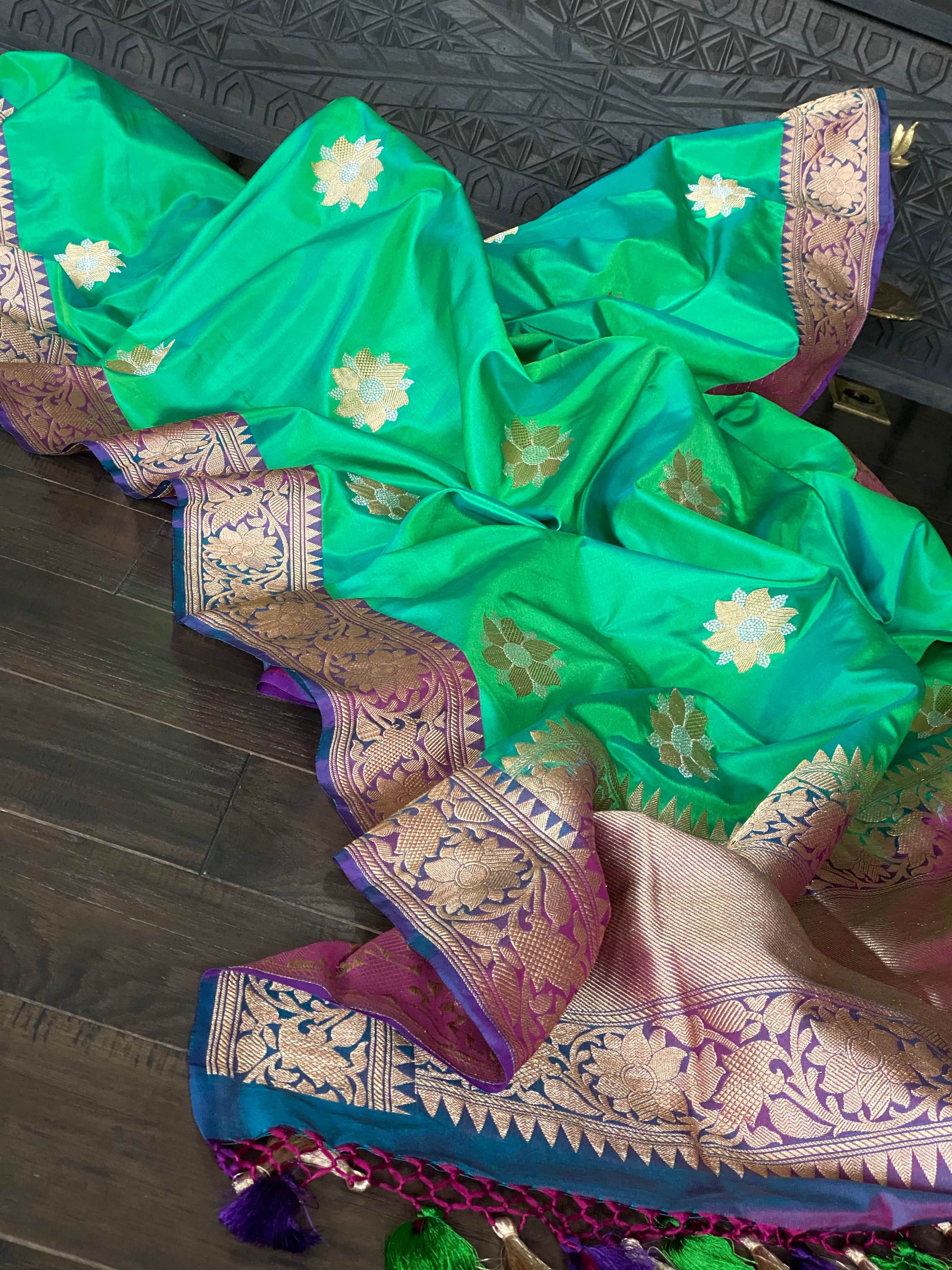 Pure Silk Banarasi - Sea Green Kadwa Woven