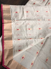 Chanderi Katan Silk Cotton - Clay Beige Meenakari