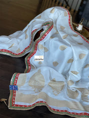 Designer Soft Silk Banarasi- Off White Gold Zari