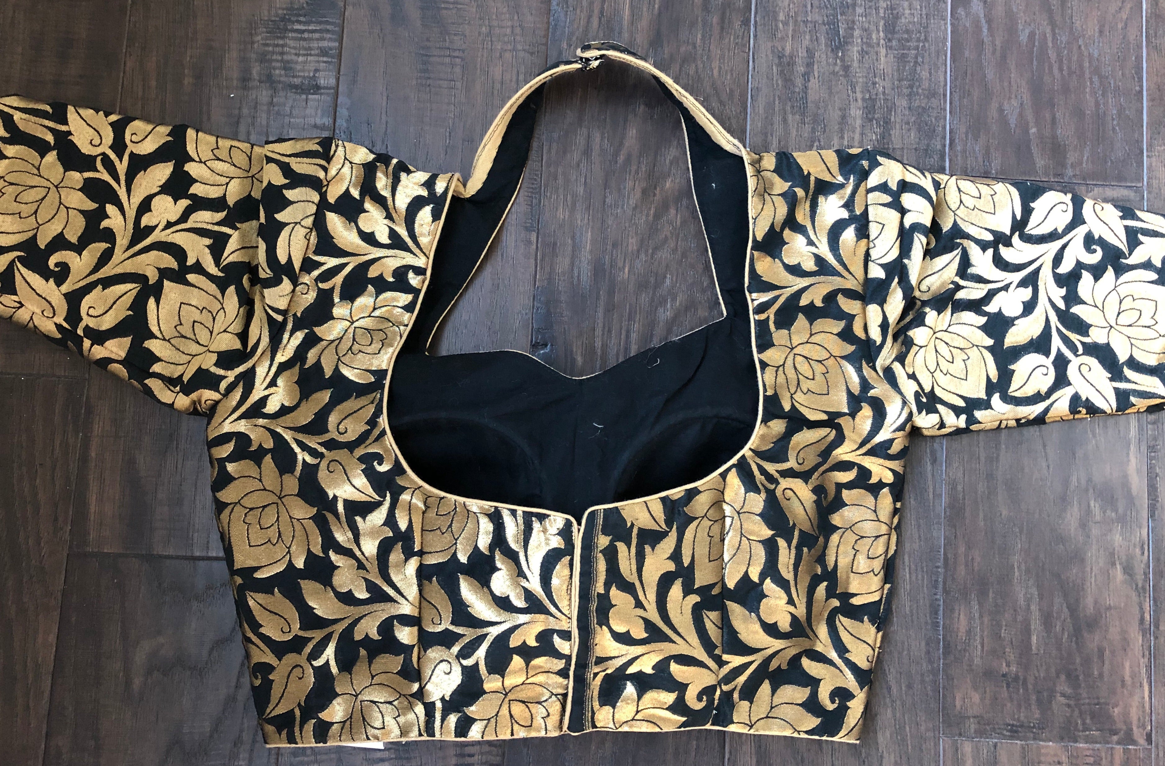 Designer Blouse - Black Zari Jangla woven 2