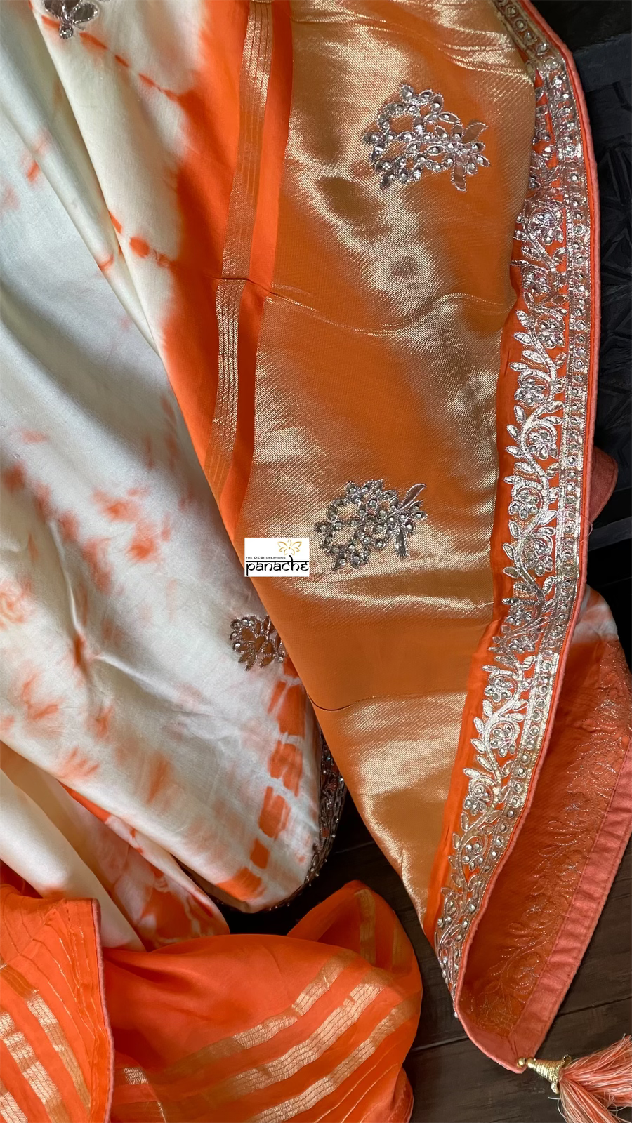 Designer Satin Silk - Tie-dye Orange