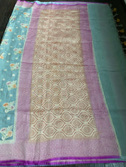 Khaddi Georgette Banarasi - Silver Grey Meenakari