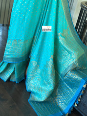 Muga Silk Banarasi - Firozi