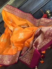 Katan Silk Banarasi - Orange Magenta