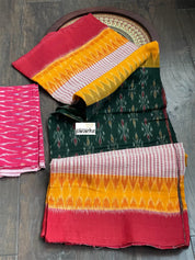 Pure Cotton Soft Ikat - Green Yellow Red