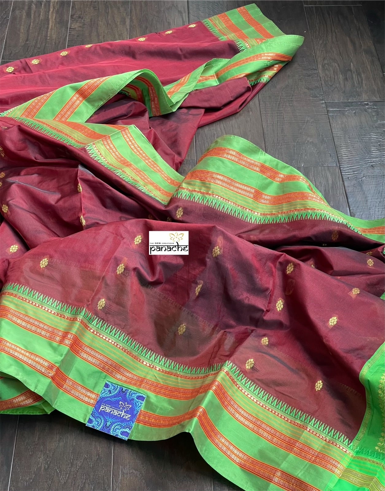 Gadwal Silk  - Maroon Green