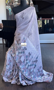 Designer Satin Georgette Sequin - Light Violet Gray