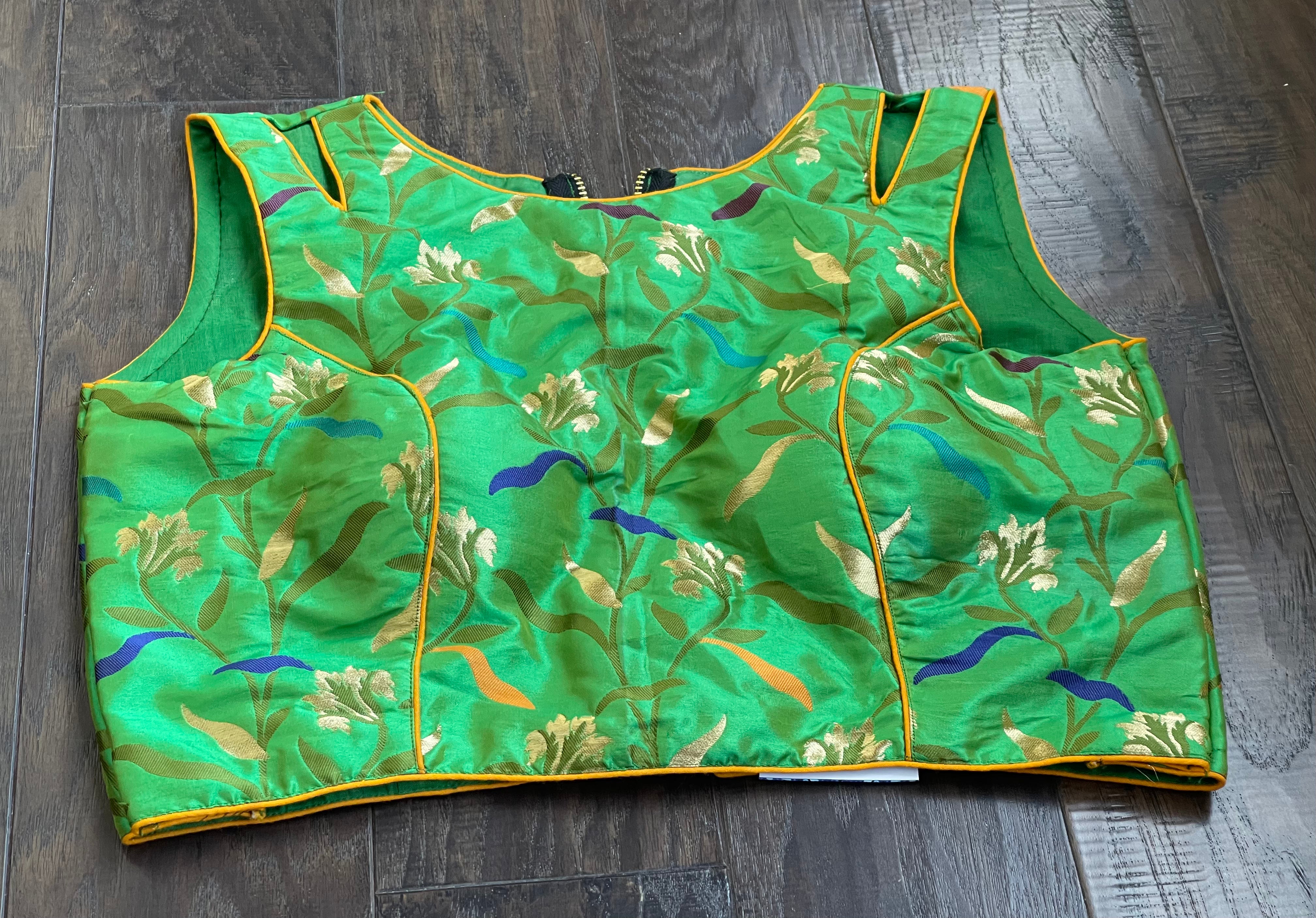 Designer Blouse - Green Blue Meenakari
