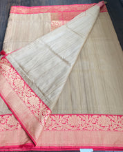 Pure Tassur Silk Banarasi - Tussar color Pink