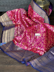 Katan Silk Banarasi - Magenta Blue