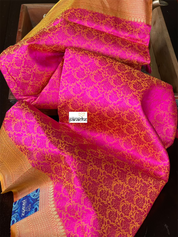 Katan Silk Tanchui Banarasi - Magenta Pink Antique Zari
