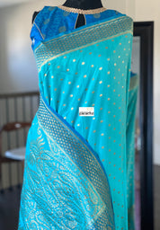 Muga Silk Banarasi - Firozi