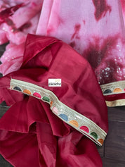 Designer Georgette Sequin Saree - Pink Raspberry red Tie Dye