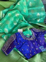 Organza Silk Banarasi -  Sea Green Antique Zari