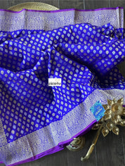 Pure Silk Banarasi - Purplish Blue Dual shaded