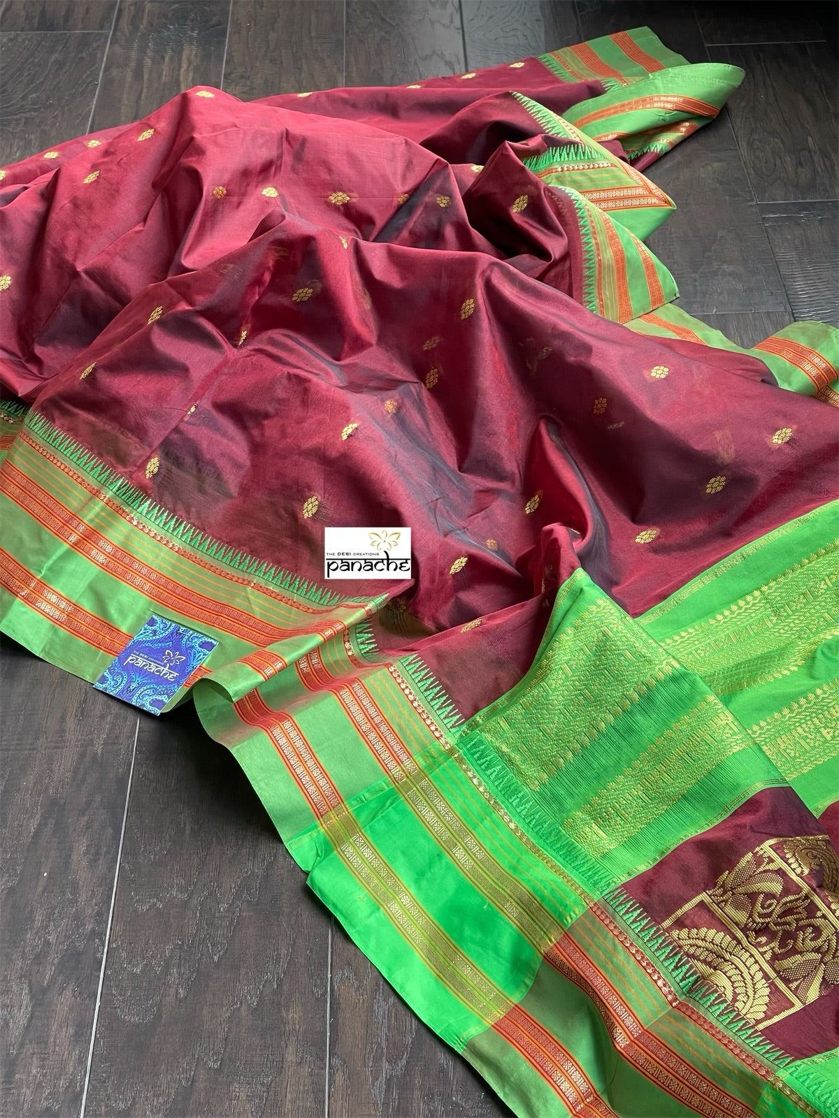 Gadwal Silk  - Maroon Green