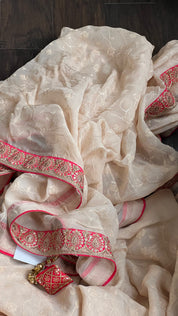 Designer Organza - Light Cream Peach