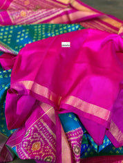 Pure Silk Ikat -  Firozi Sea Green Magenta
