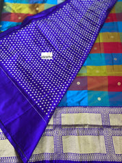Pure Katan Silk Banarasi - Multi Color Purple Kadwa