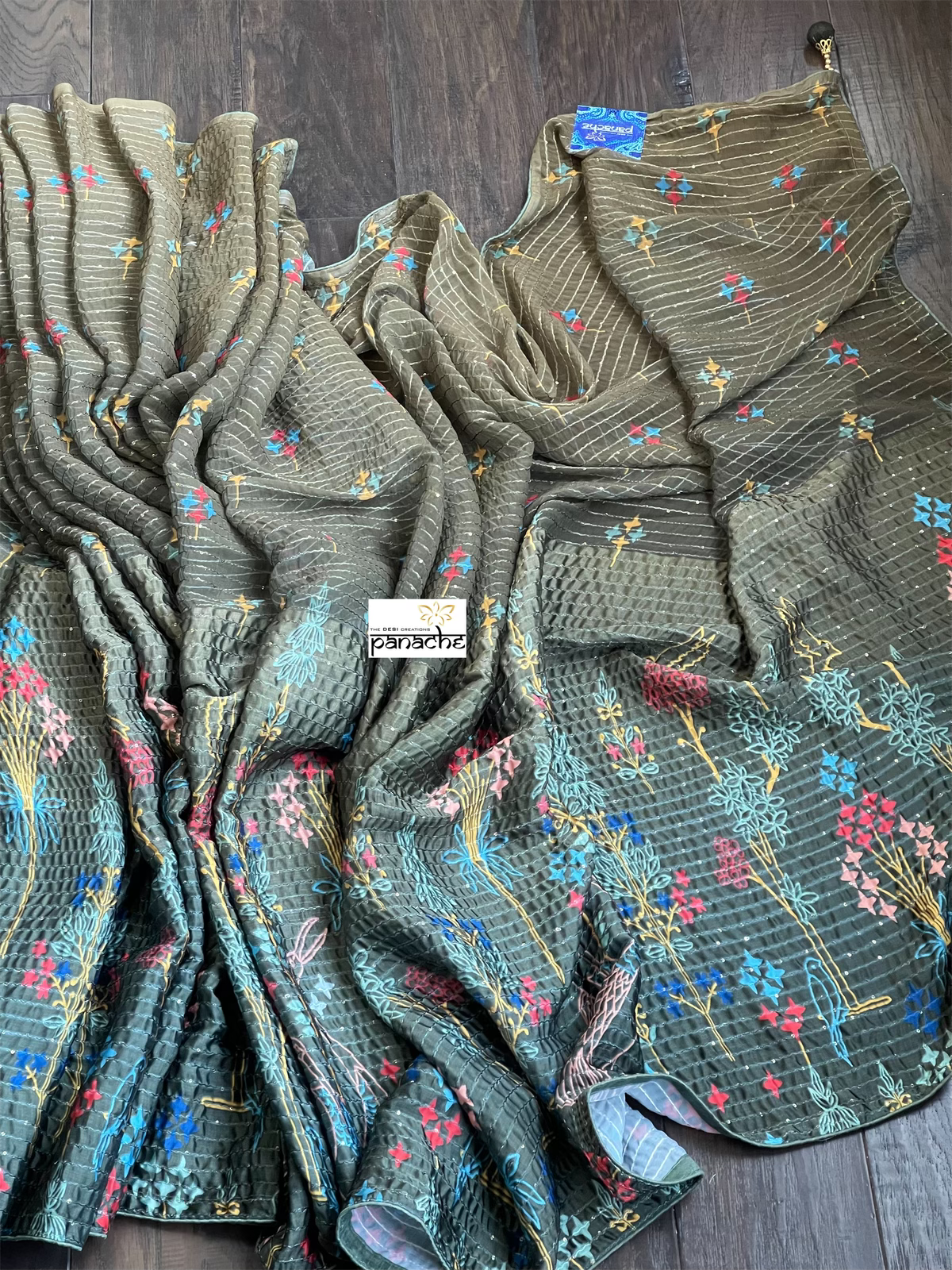 Designer Satin Georgette Sequin - Moss Green