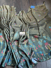 Designer Satin Georgette Sequin - Moss Green