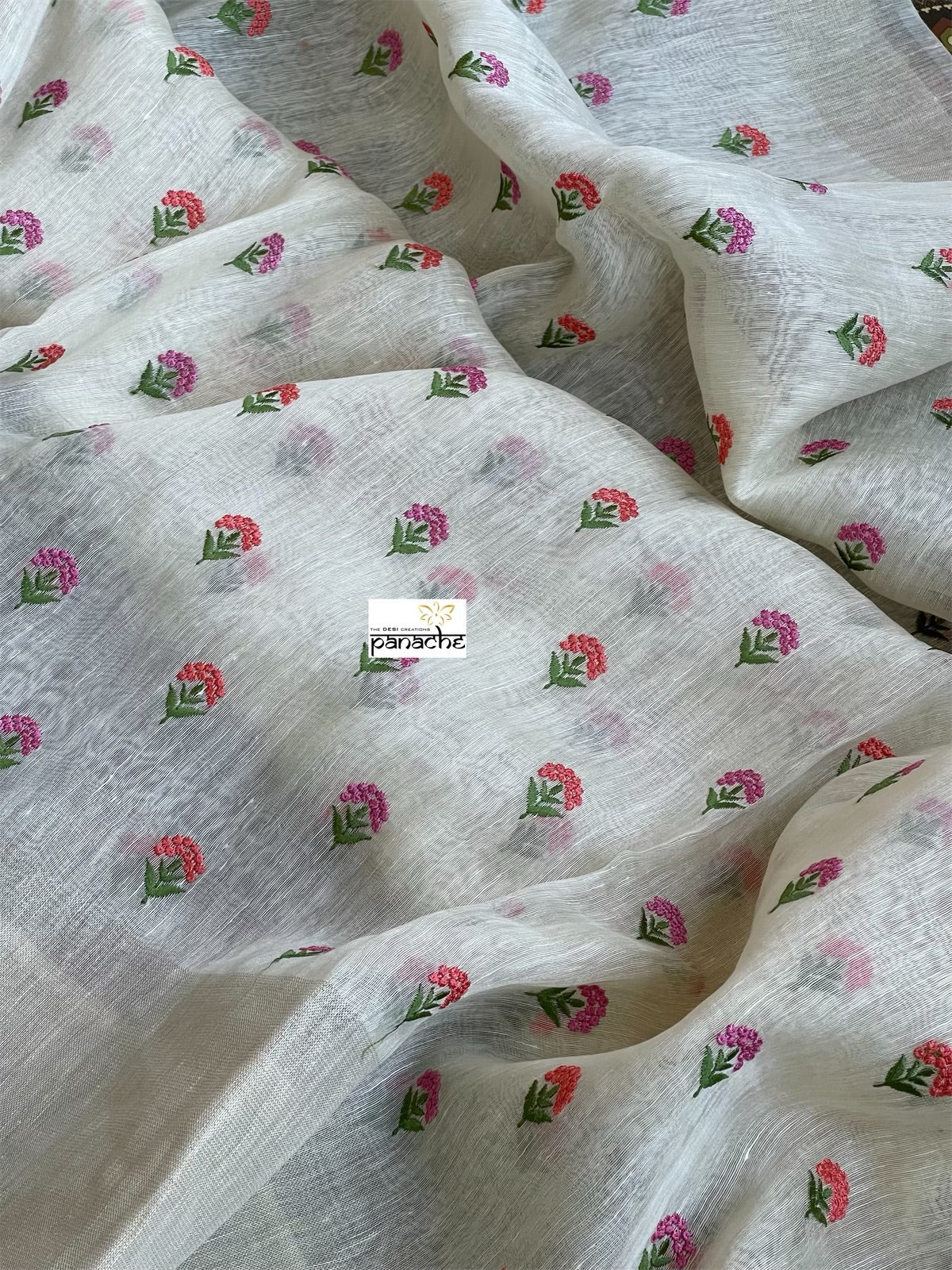 Embroidered Linen Silk - Off-White