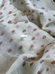 Embroidered Linen Silk - Off-White