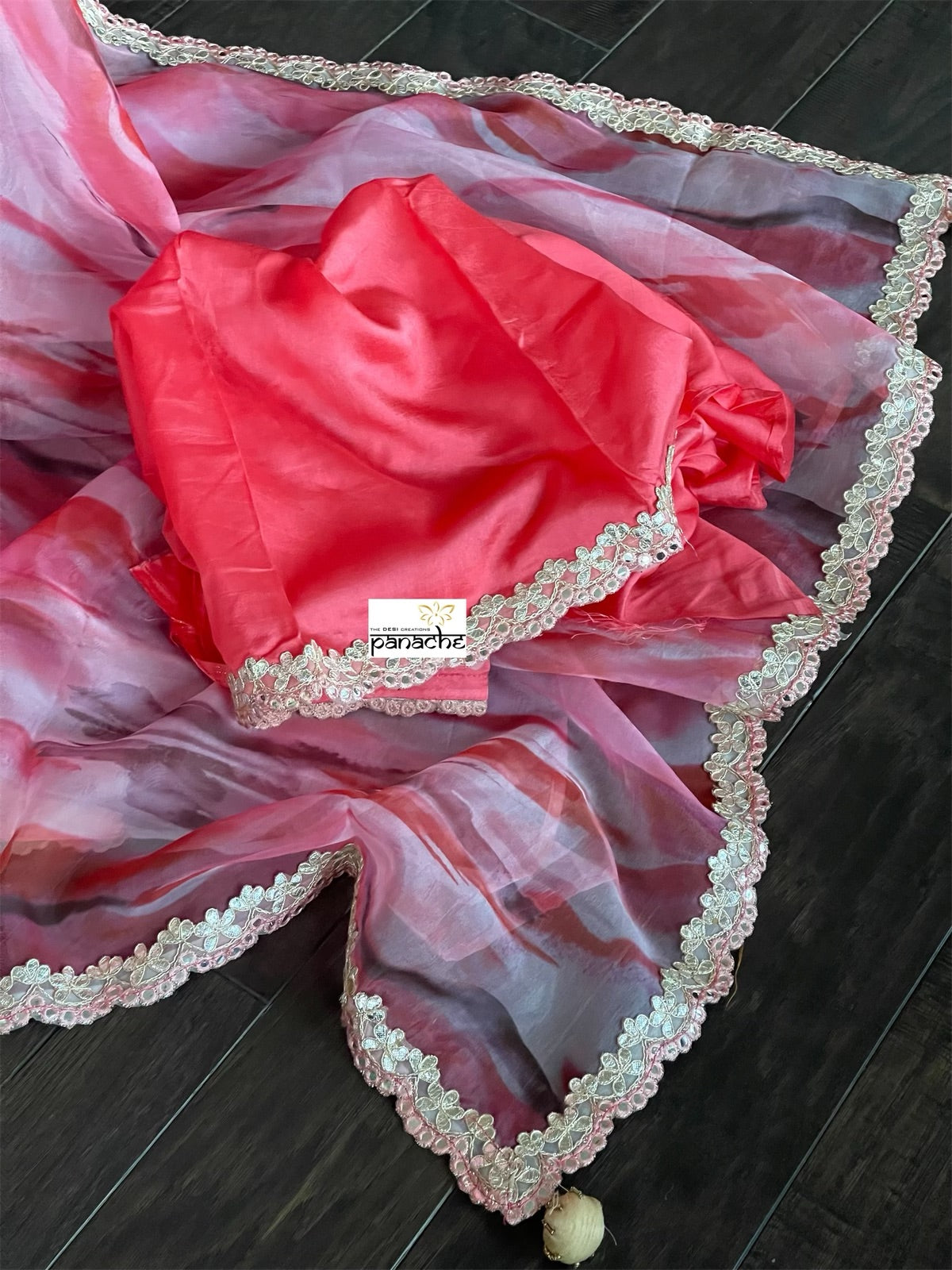 Designer Organza - Pink Tie-Dye