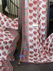 Muslin Soft Silk Printed - Beige Maroon Pink Brown