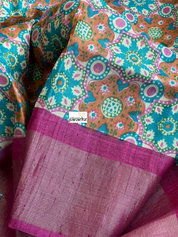 Pure Tussar Silk - Firozi Blue