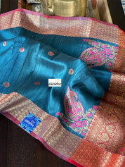 Tussar Silk Banarasi - Teal Blue Jewel Tone