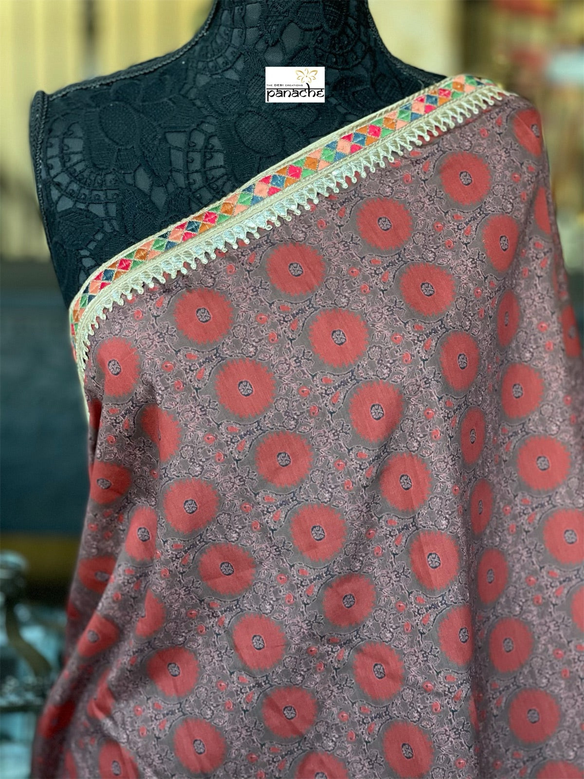 Designer Silk - Brown Rust Printed