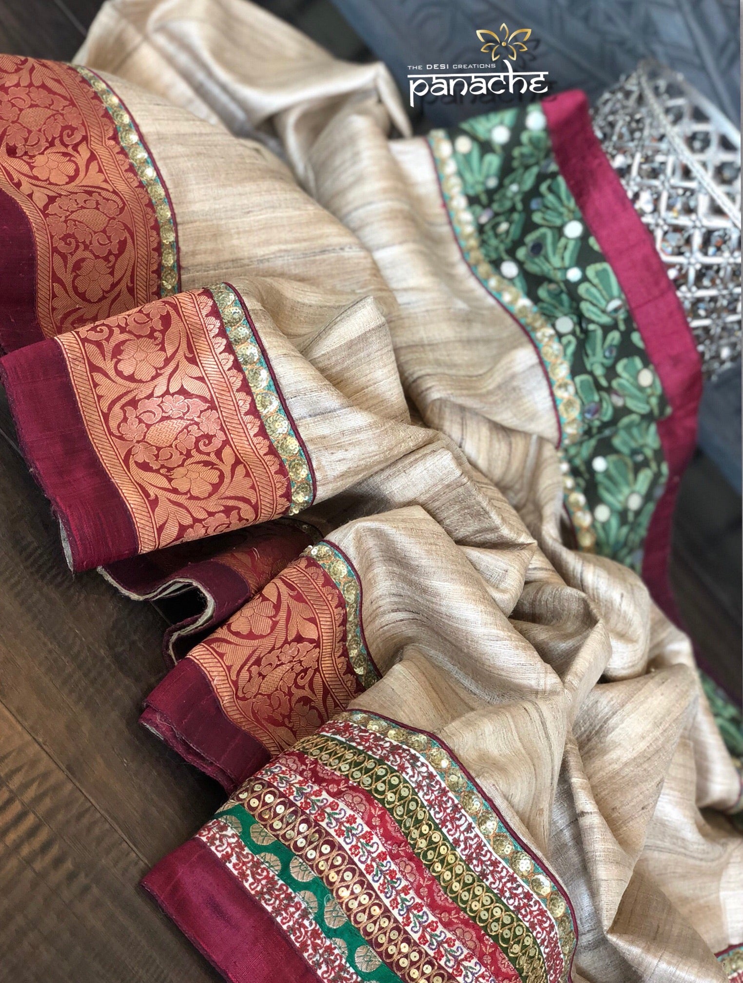 Designer Tussar Silk - Gicha Banarasi Border
