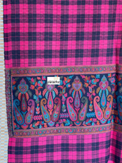 Kashmiri Woven Stole - Pink Black Checkered