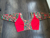 Designer Blouse - Green Red Meenakari