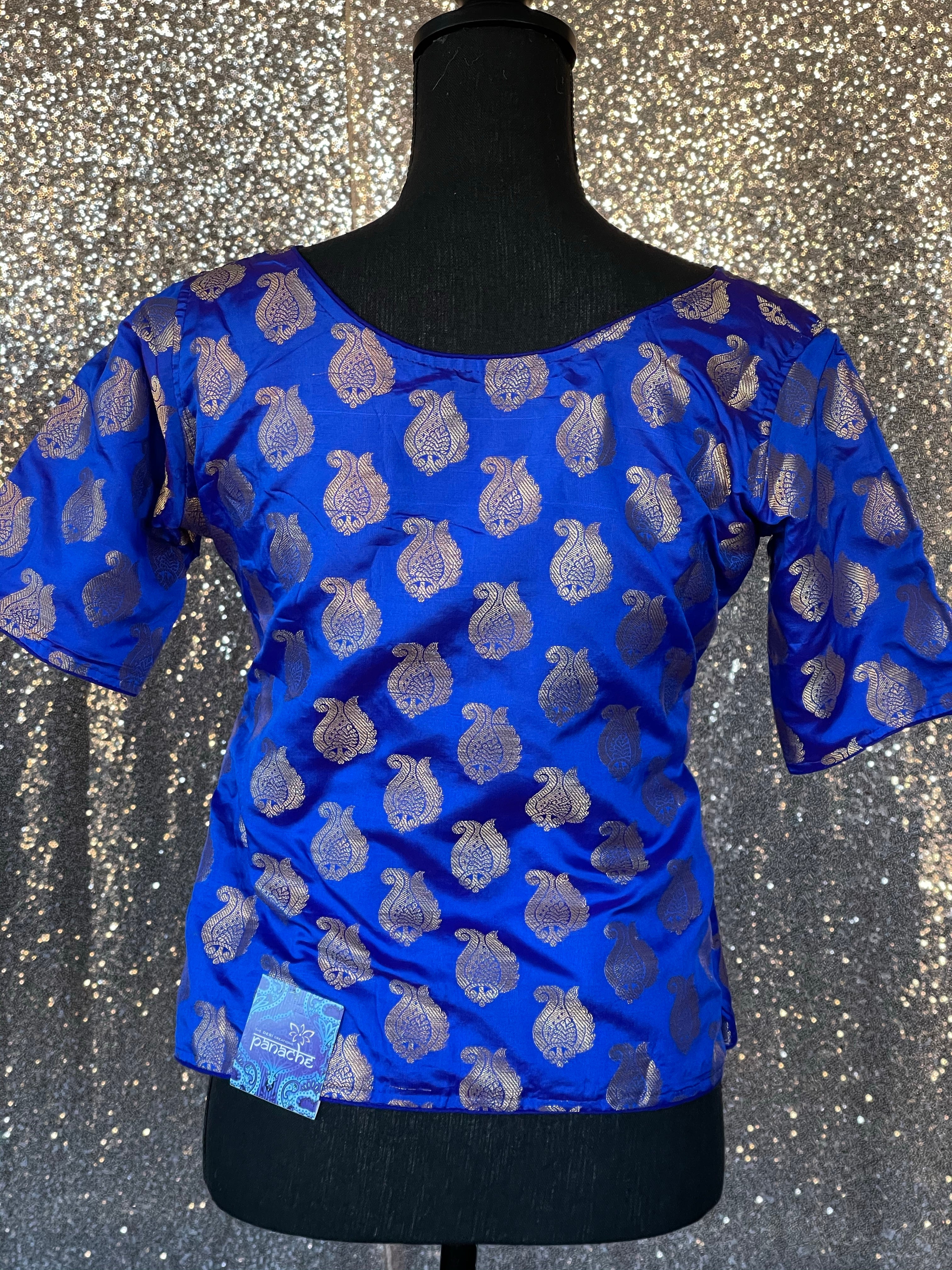 Designer Blouse - Royal Blue Paisley